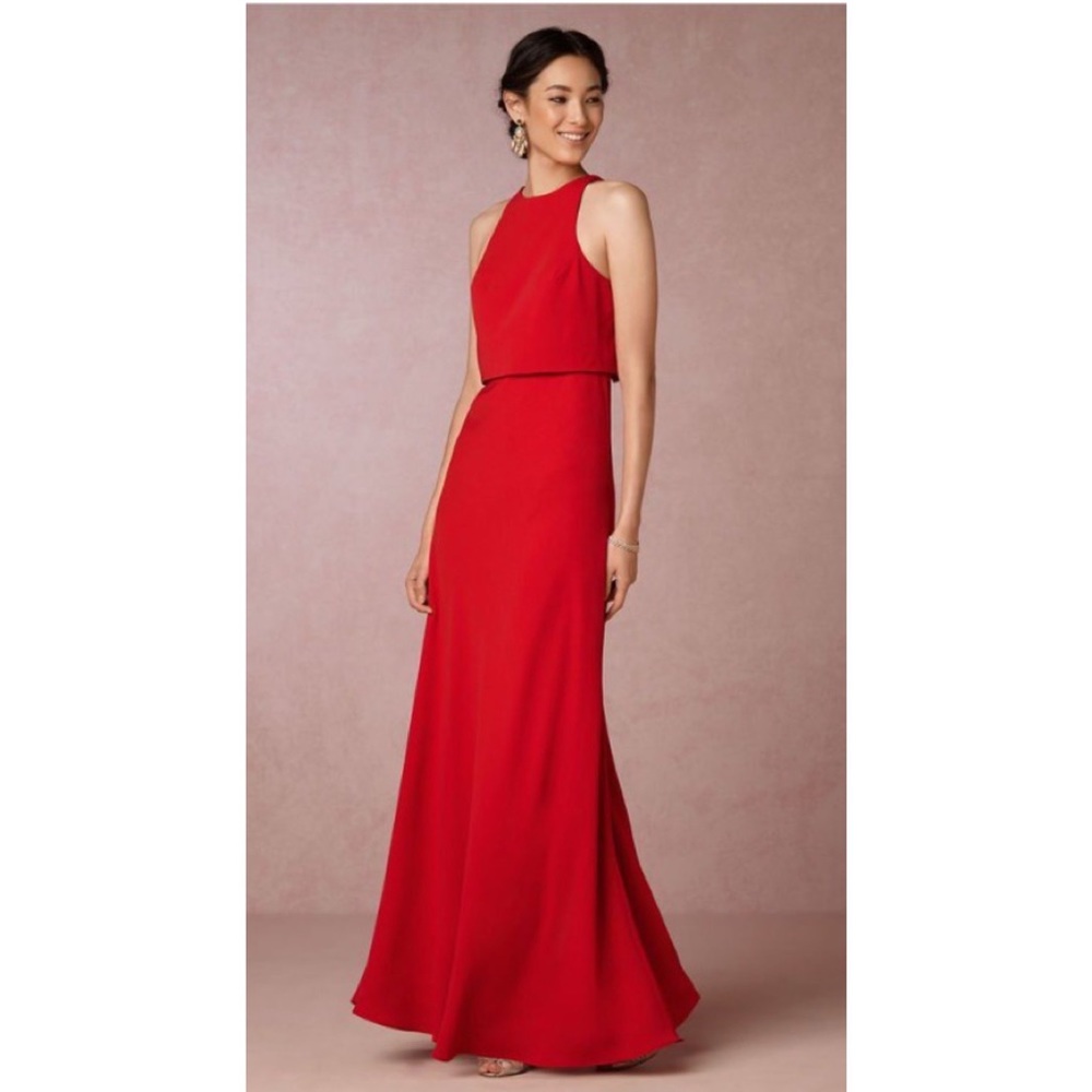 BHLDN x Jill Stuart Iva Crepe Maxi in Apple Red